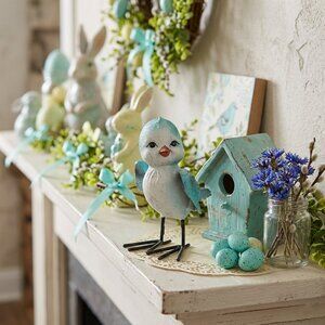 Resin Blue Bird Figurine Collectible Spring Decor Gift Keepsake